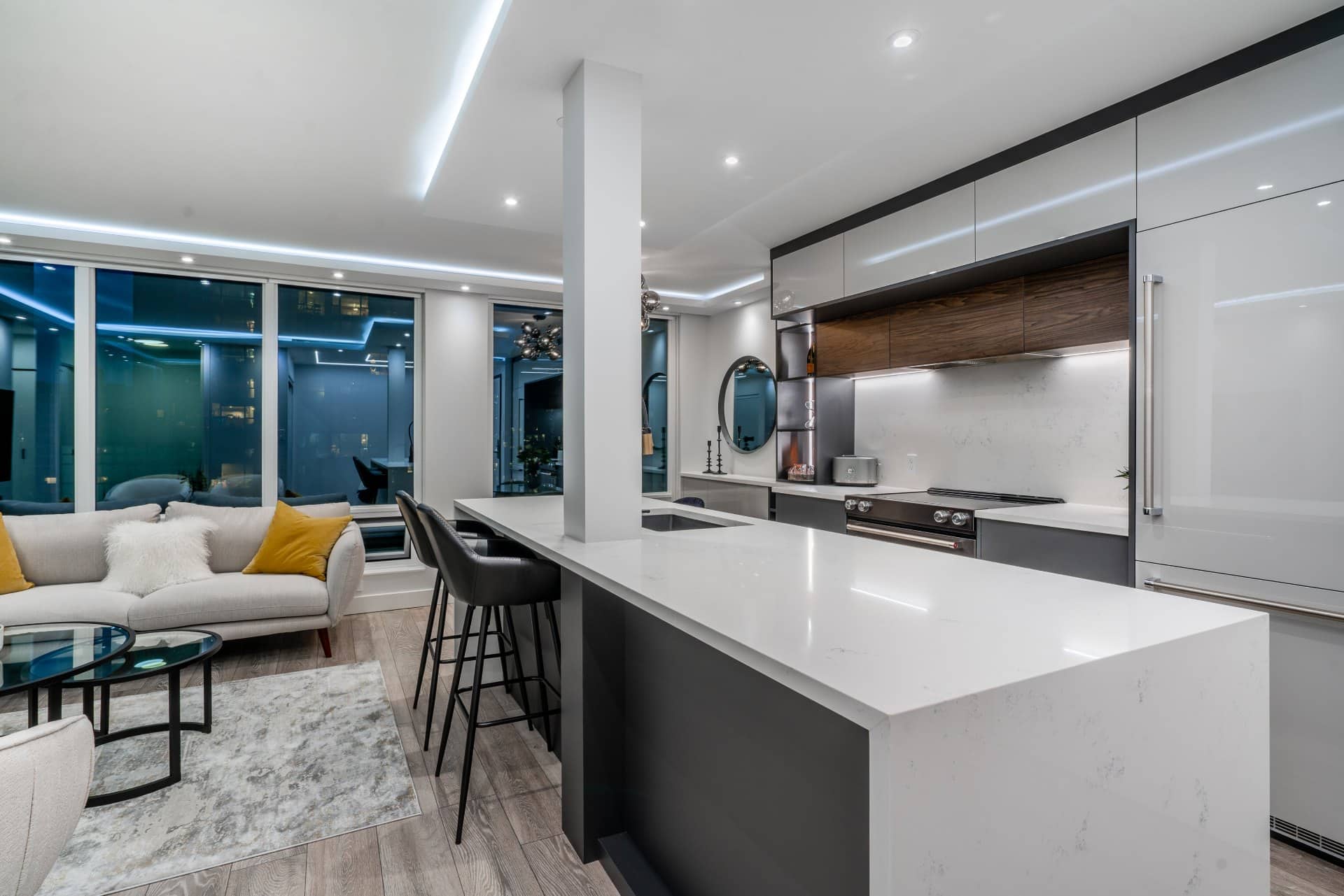 open-concept-kitchen-modern-renovation-white-countertop-vancouver